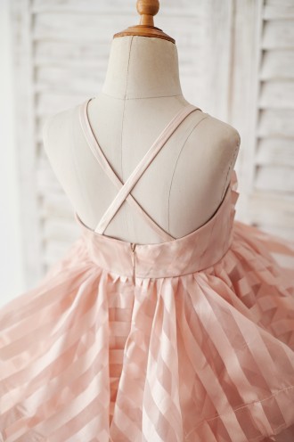 Princessly.com-K1003885-Peach Pink Stripe Organza Spaghetti Straps Wedding Flower Girl Dress-20