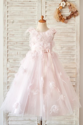 Princessly.com-K1004063-Pink Lace Tulle V Back Wedding Flower Girl Dress with Feather-20