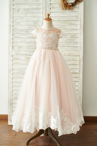 Princessly.com-K1003848-Lace Tulle V Back Cap Sleeves Floor Length Wedding Flower Girl Dress-20