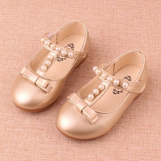 Princessly.com-K1003951-Gold/Sliver Pretty Pearl Wedding Flower Girl Shoes Flat Kids Party Shoes-20