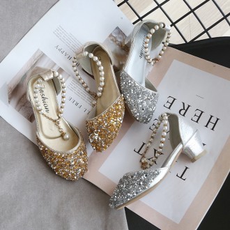 Princessly.com-K1004021-Gold/Silver Sequin Pearls Wedding Flower Girl Shoes Princess Shoes-20