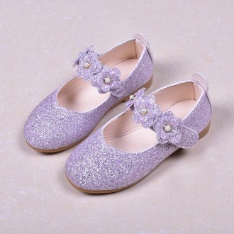 Princessly.com-K1003946-Black/Green/Lavender Leather Sequin Pearl Flat Princess Shoes Wedding Flower Girl Shoes-20