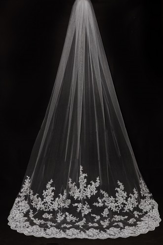 Princessly.com-K1000333-Cathedral Long Length French Lace Appliques Wedding Veil-20