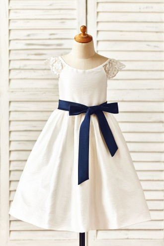 Princessly.com-K1000154-Cap Sleeves Ivory Taffeta Flower Girl Dress-20