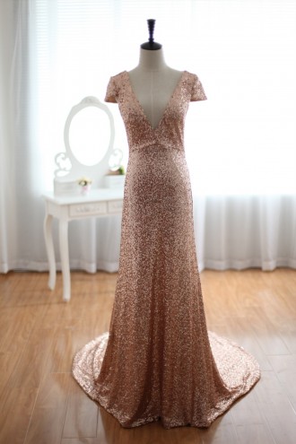 Princessly.com-K1001941-Champagne Gold Sequins Wedding Dress Prom Dress Evening Gown with Cap Sleeves-20