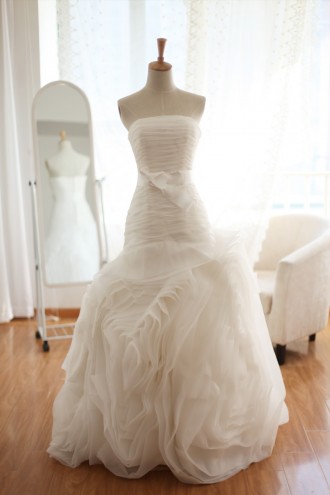 Princessly.com-K1001946-Organza Mermaid Wedding Dress Strapless Sweetheart Ruffle Flowers Train Dress-20