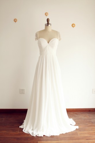 Princessly.com-K1003281-A Line Sweetheart Beaded Cap Sleeves Chiffon Wedding Dress with Sweep Train-20