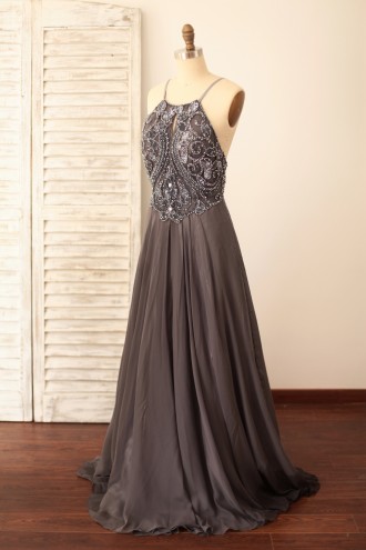 Princessly.com-K1000092-Spaghetti Straps Gray Chiffon Backless Beaded Prom Dress-20