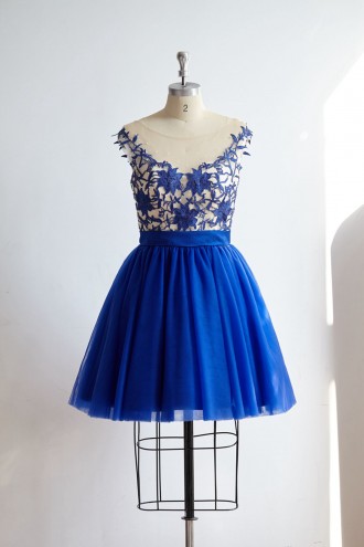 Princessly.com-K1000324-V Back Royal Blue Lace Tulle Short Knee Length Prom Party Dress-20