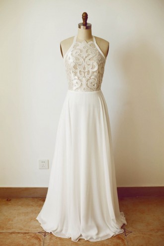 Princessly.com-K1000251-Boho Beach Lace Chiffon Backless Wedding Dress-20