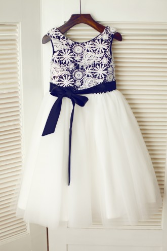 Princessly.com-K1003339-Ivory Lace Tulle Wedding Flower Girl Dress with Black Lining/Sash-20