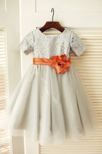 Princessly.com-K1003314-Short Sleeves Silver Sequin Gray Tulle Wedding Flower Girl Dress-20