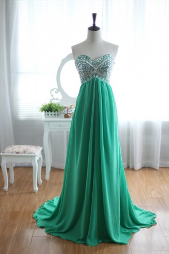Princessly.com-K1001944-Green Chiffon Bridesmaid Dress Prom Dress Strapless Sweetheart Beaded Top-20