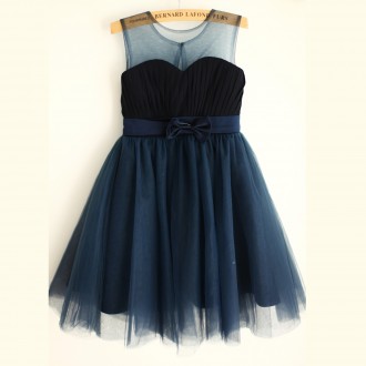 Princessly.com-K1003966-Navy Blue Chiffon Tulle Wedding Flower Girl Dress with Belt-20