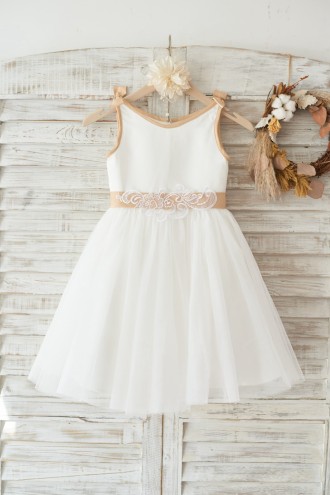 Princessly.com-K1003457-Ivory Satin Tulle Wedding Flower Girl Dress with Champagne sash and Bow-20