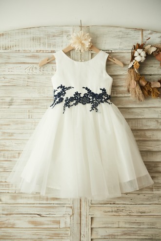 Princessly.com-K1003375-Ivory Satin Tulle Black Lace Wedding Flower Girl Dress-20