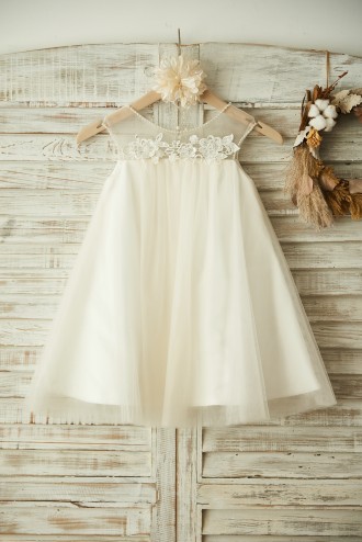 Princessly.com-K1003374-Sheer Neck ChampagneTulle Lace Wedding Flower Girl Dress with Pearls-20