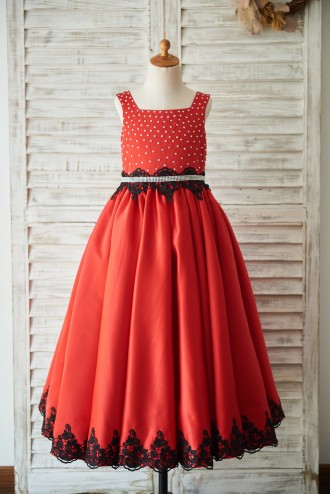 Princessly.com-K1003507-Red Satin Square Neck Wedding Party Flower Girl Dress with Beads/Black Lace Trim-20