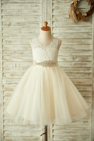 Princessly.com-K1003361-Light Champagne Lace Tulle Sheer Back Wedding Flower Girl Dress with Beaded Belt-20