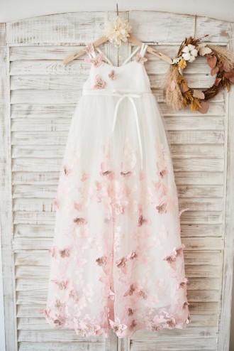 Princessly.com-K1003590-Ivory Tulle Spaghetti Straps Wedding Party Flower Girl Dress with 3D butterflies-20