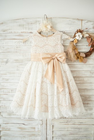 Princessly.com-K1003555-Champagne Satin Ivory Lace Cap Sleeves Wedding Flower Girl Dress with Bow Belt-20