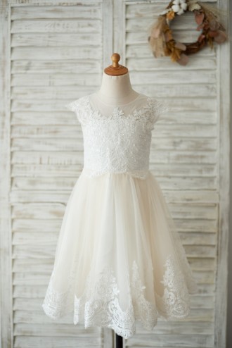 Princessly.com-K1003535-Ivory Lace Champagne tulle Cap Sleeves Wedding Flower Girl Dress with Beading-20