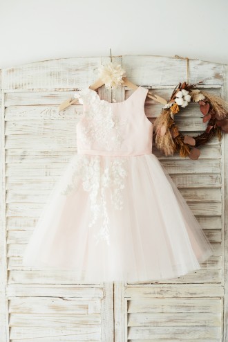 Princessly.com-K1003644-Ivory Lace Tulle Pink Satin Wedding Flower Girl Dress Junior Bridesmaid Dress-20