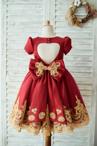 Princessly.com-K1003673-Red Satin Gold Lace Short Sleeves Keyhole Back Wedding Flower Girl Dress with Bow-20
