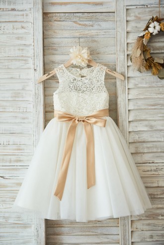 Princessly.com-K1003593-Ivory Lace Tulle Wedding Flower Girl Dress with Keyhole Back/Champagne Belt-20