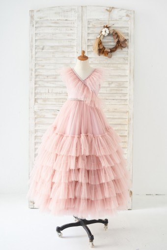 Princessly.com-K1004179-V Neck Mauve Tulle Cupcake Wedding Flower Girl Dress Kids Party Dress-20