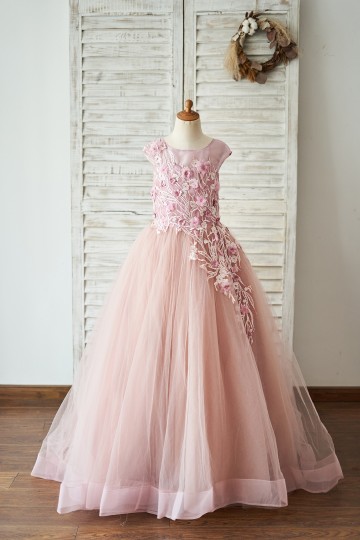 Princessly.com-K1004054-Mauve Lace Tulle 3D Flowers V Back Wedding Flower Girl Dress-20