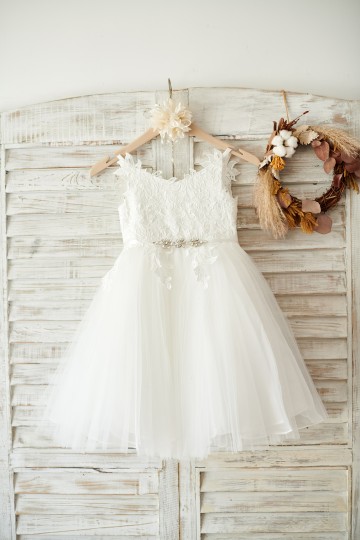 Princessly.com-K1003817-Ivory lace Tulle Spaghetti straps Wedding Flower Girl Dress with Beaded Belt-20