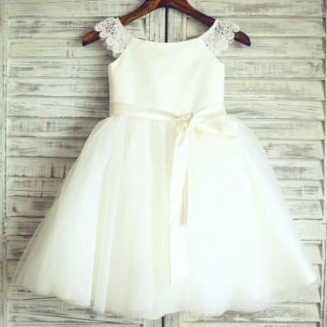 Princessly.com-K1000340-Ivory Lace Cap Sleeves Tulle Flower Girl Dress with ivory sash-20