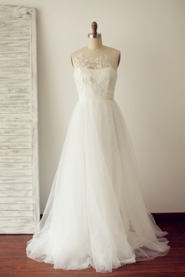 Princessly.com-K1003280-A Line Sheer Illusion Lace Tulle Wedding Dress with Sweep Train-20