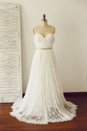 Princessly.com-K1000227-Strapless Sweetheart Beach Boho Lace Wedding Dress-20