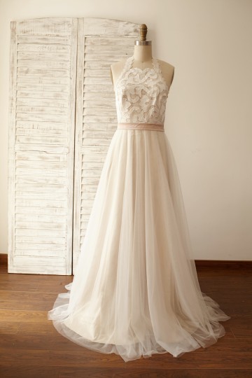 Princessly.com-K1000057-Backless Boho Beach Lace Tulle Wedding Dress-20
