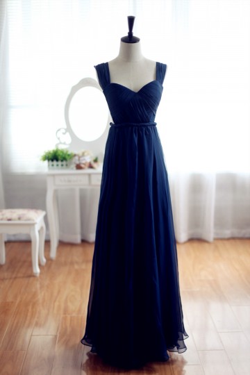 Princessly.com-K1001943-Navy Blue Chiffon Bridesmaid Dress Prom Dress Backless Party Dress-20