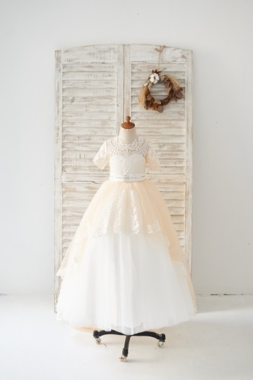 Princessly.com-K1004176-Short Sleeves Champagne Lace Tulle Wedding Flower Girl Dress Kids Party Dress-20