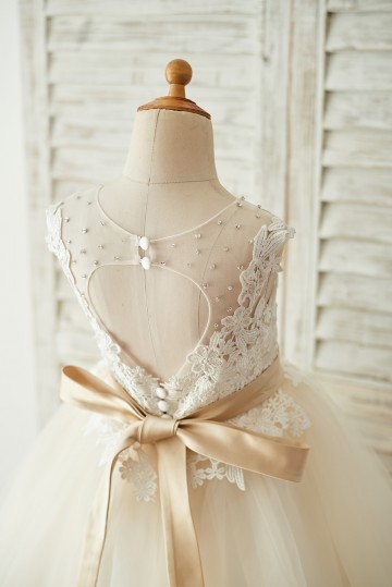 Princessly.com-K1003676-Ivory Lace Champagne Tulle Keyhole Back Wedding Party Flower Girl Dress with Belt-20