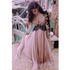 Princessly.com-K1004091-Mauve Chiffon Black Lace Long Sleeves V Back Wedding Prom Evening Party Dress-01