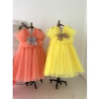 Princessly.com-K1004192-Fluffy Sleeves V Neck Coral Yellow Tulle Wedding Flower Girl Dress Kids Princess Party Dress-01
