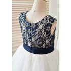 Princessly.com-K1003396-Navy Blue Gold Lace Ivory Tulle Wedding Flower Girl Dress-01