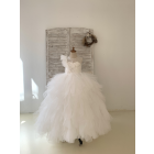 Princessly.com-K1004196-Ivory Check Tulle Ruffle Sleeves Wedding Party Flower Girl Dress Kids Birthday Dress-01