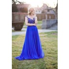 Princessly.com-K1004083 Royal Blue Lace Tulle V Back Wedding Party Dress-01