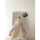 Princessly.com-K1004199-Long Sleeves V Back Glittering Lace Champagne Satin Wedding Flower Girl Dress Kids Party Dress-01