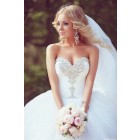 Princessly.com-K1004119 Ball Gown Ivory Tulle Strapless Wedding Party Dress-02