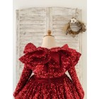 Princessly.com-K1004209-Long Sleeves Burgundy Sequin Ruffle Neckline Wedding Flower Girl Dress Kids Party Dress-01