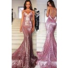 Princessly.com-K1004088-Pink Sequin Lace Spaghetti Straps Backless Wedding Prom Evening Party Dress-01