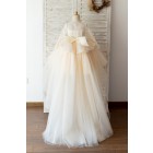 Princessly.com-K1004125-Long Sleeves Champagne Sequin Tulle Hi Low Wedding Flower Girl Dress Kids Party Dress-01