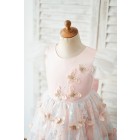 Princessly.com-K1004049-Pink Satin Butterfly Tulle Ruffle Cap Sleeves V Back Wedding Flower Girl Dress-01
